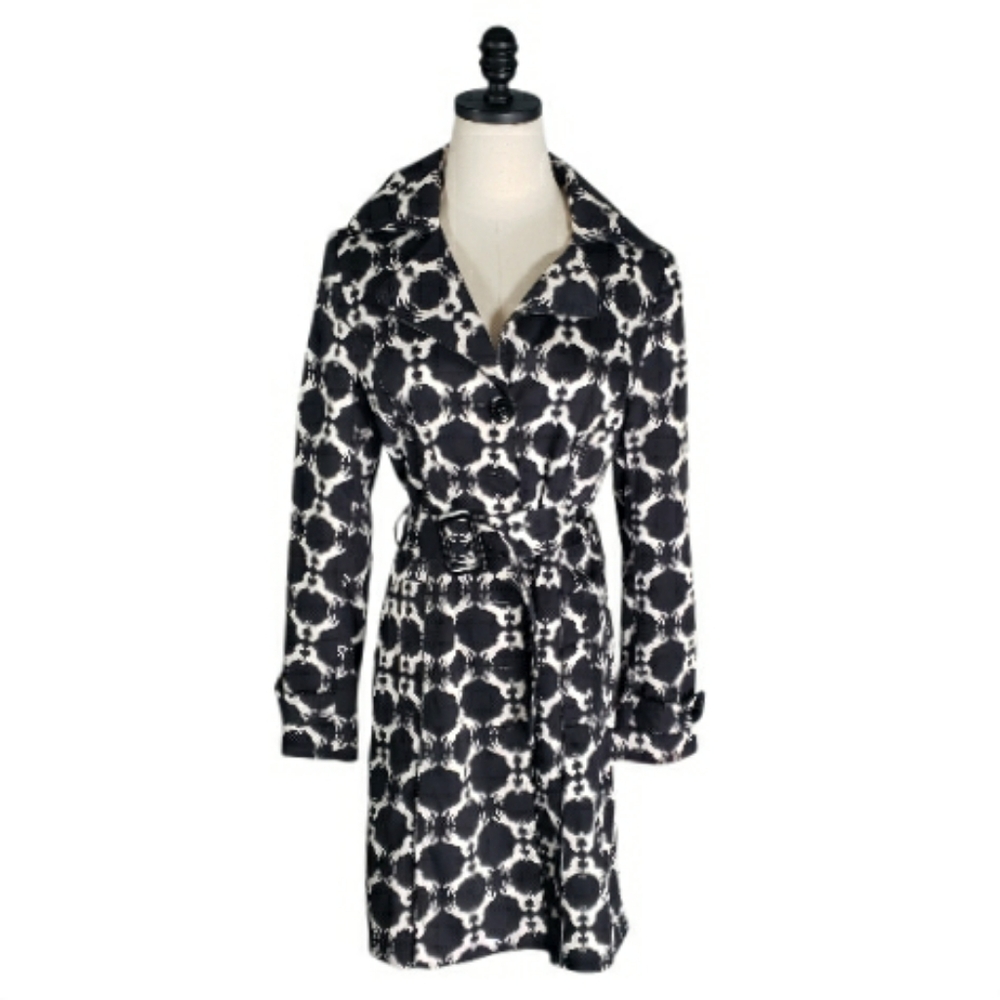 Vertigo Paris Equestrian Trench Coat M Transitional Novelty Geometric Classic